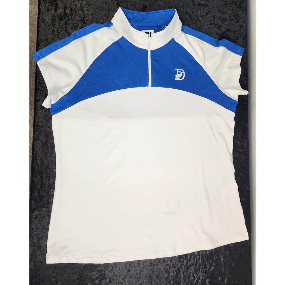 Fj FootJoy Womens White & Blue Golf Shirt-Size Large